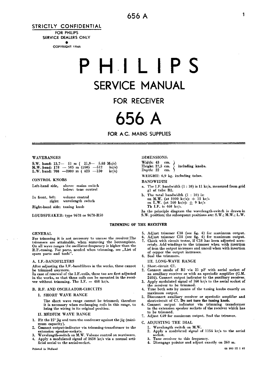 Philips 656-A Service Manual
