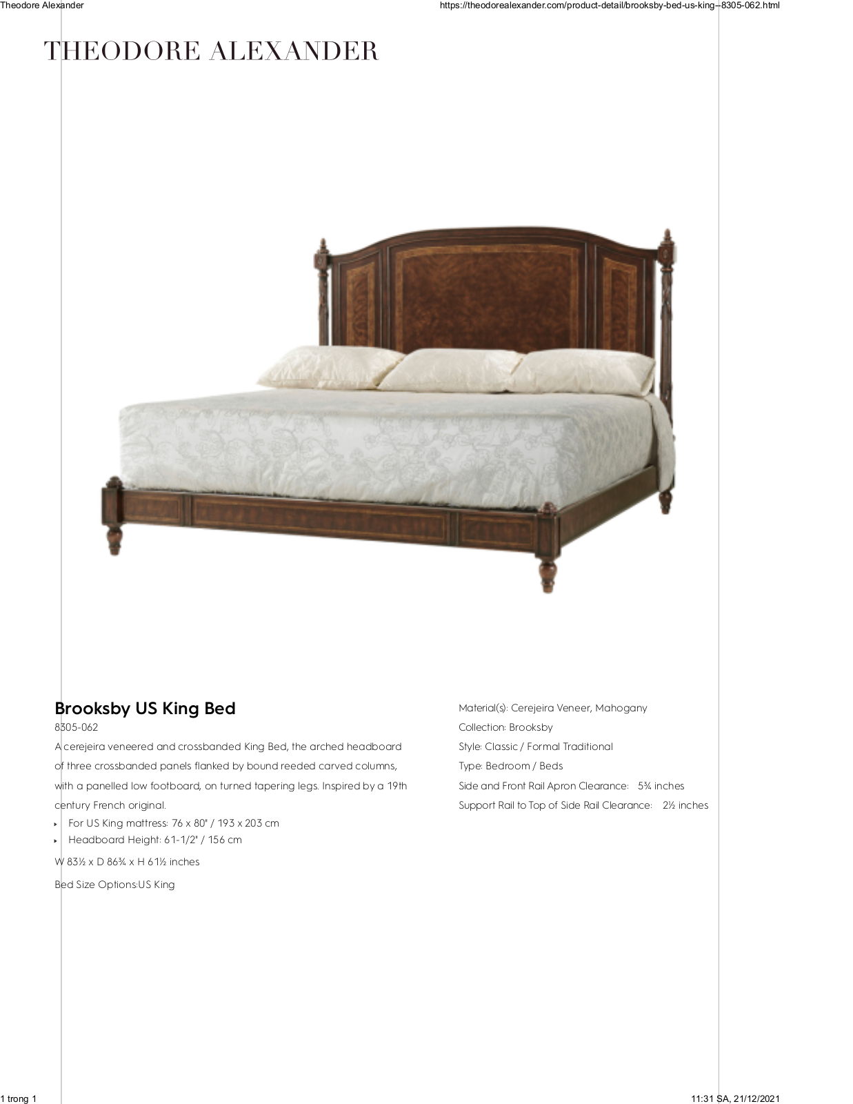Theodore Alexander FPLJ1040 Specifications - ManualMachine.com