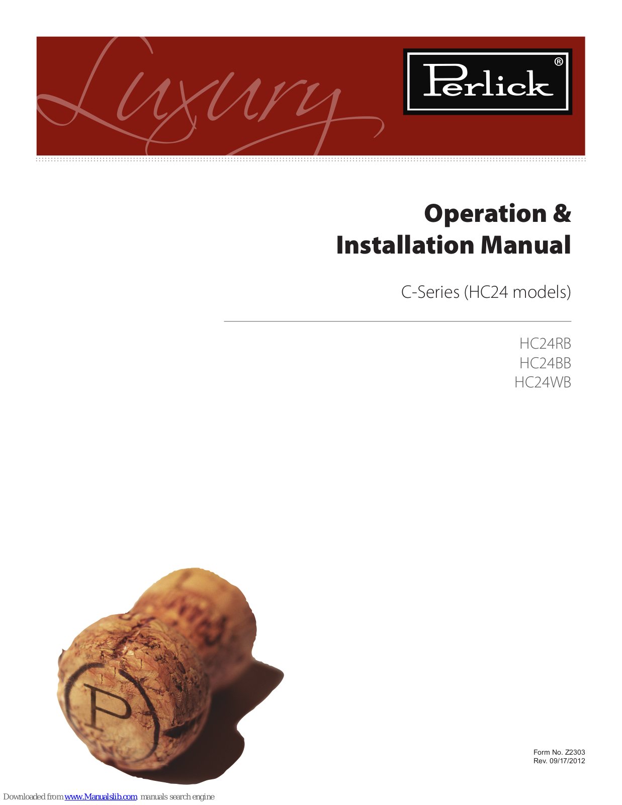 Perlick HC24RB, HC24BB, HC24WB Operation & Installation Manual