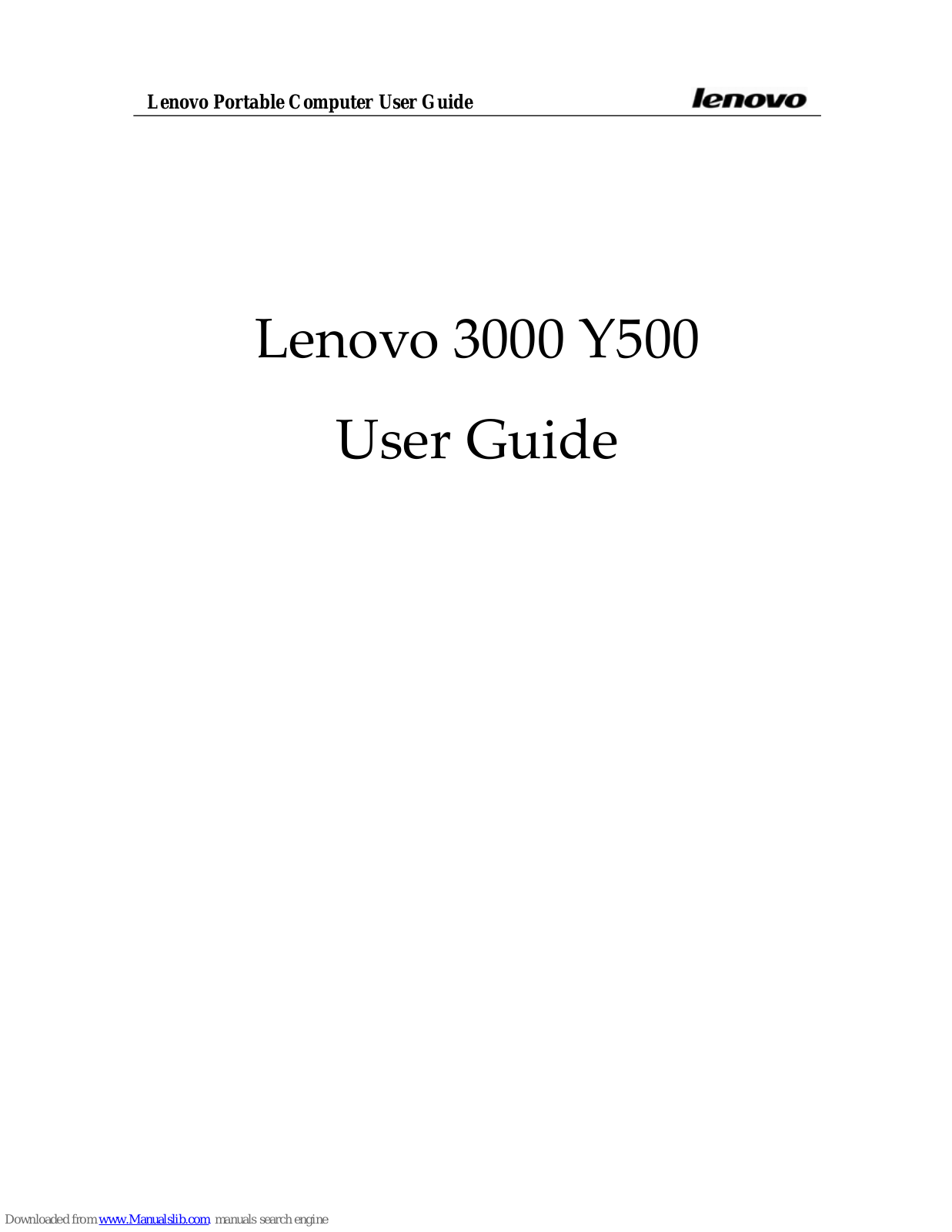 Lenovo 3000 Y500 User Manual