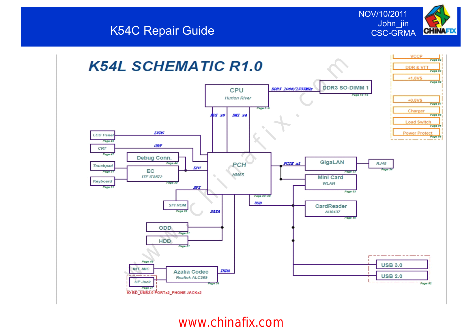 Asus K54C, K54L Schematics