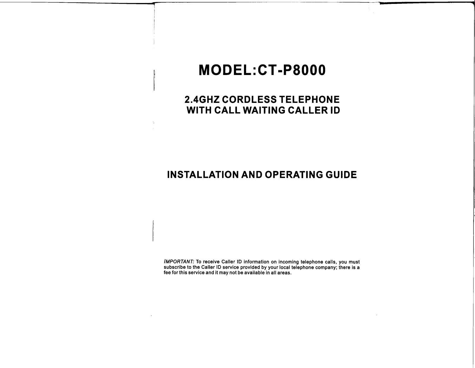 Coby CT-P8000 User Manual