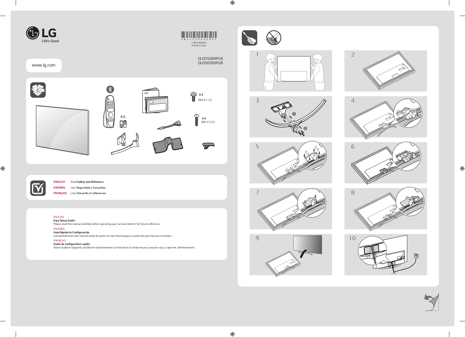 LG OLED55B9PUB QUICK SETUP GUIDE