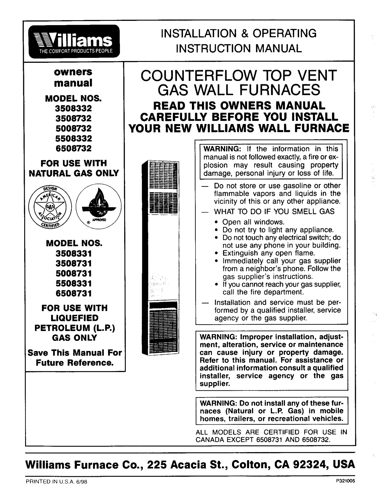 Williams 6508732, 6508731, 5508332, 5008732, 5008731 User Manual - ManualMachine.com