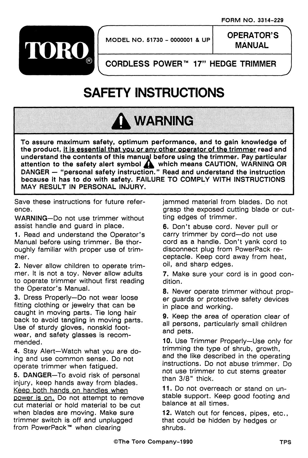 Toro 51780 Operator's Manual