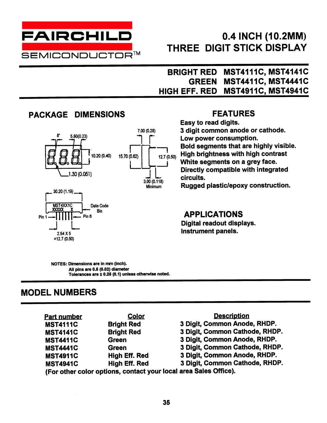 Fairchild Semiconductor MST4111C, MST4141C, MST4441C, MST4911C, MST4941C Datasheet