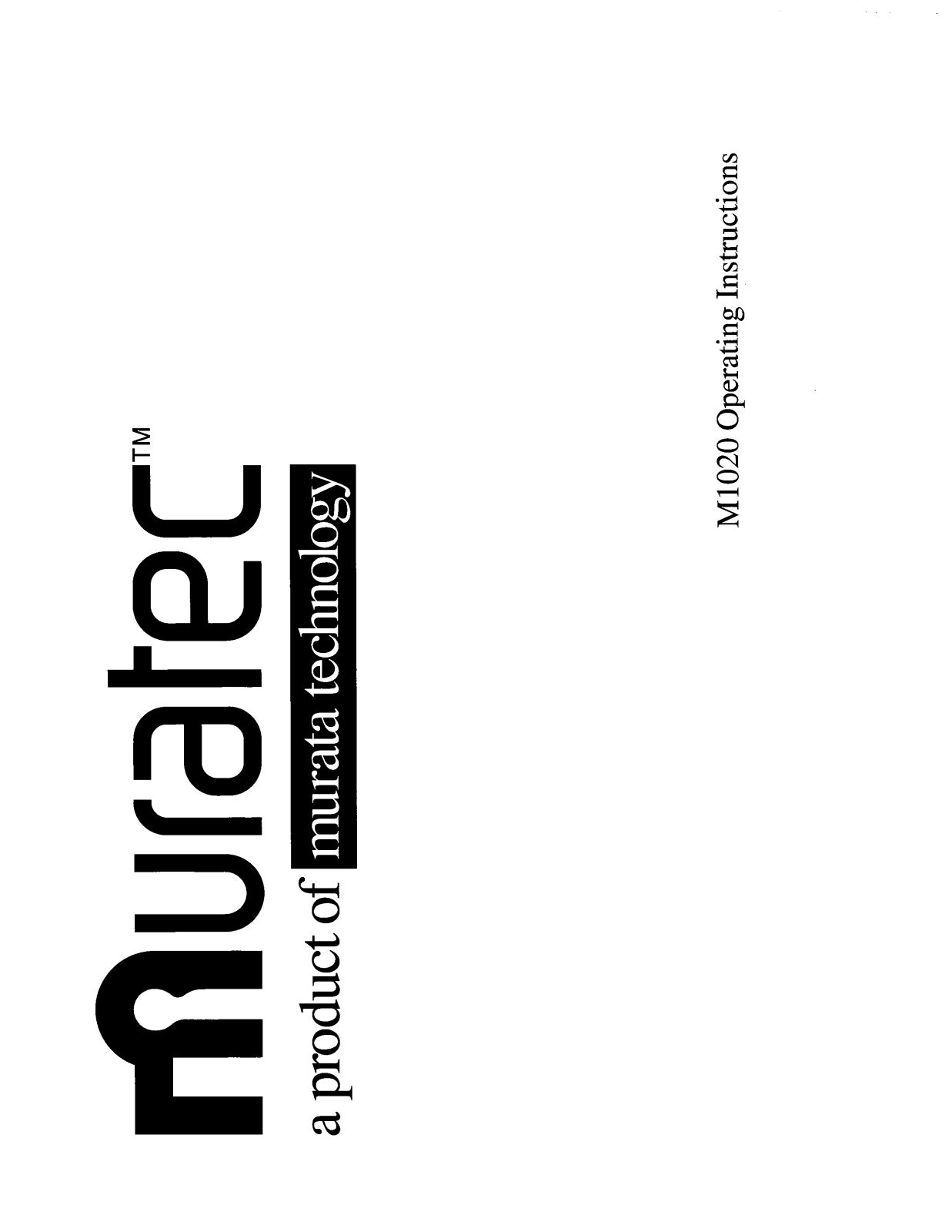 Muratec M-1020 Operating Manual