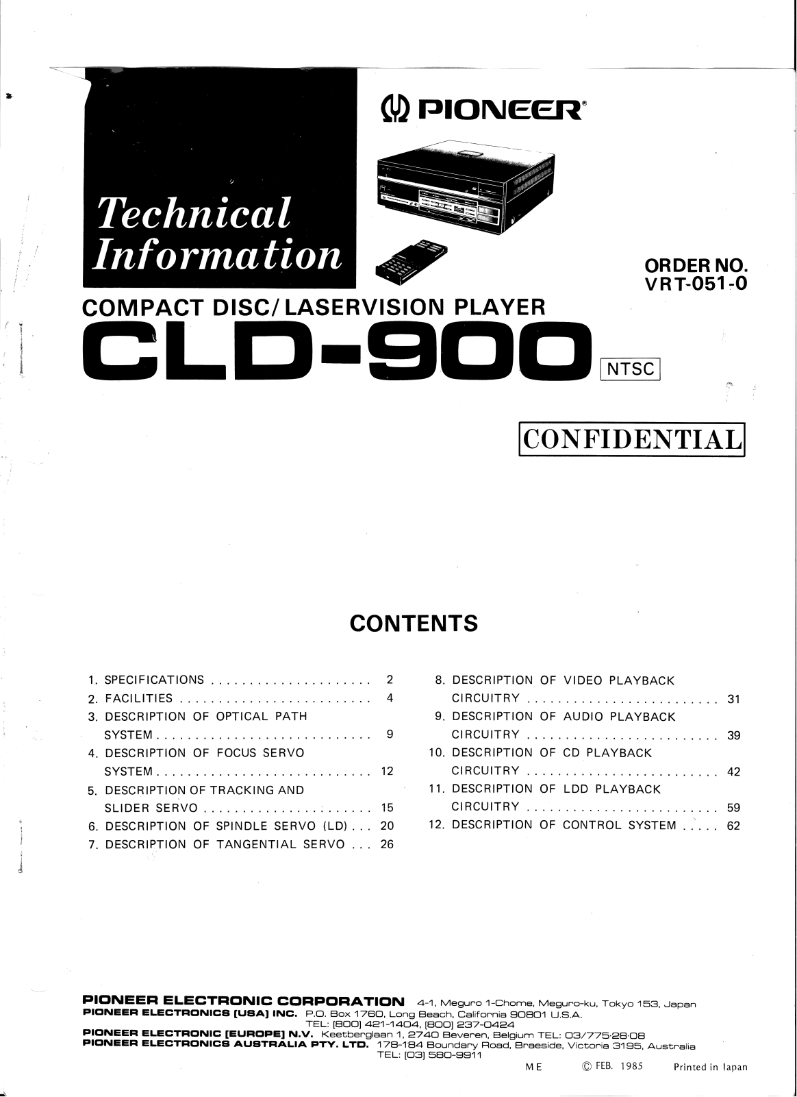 Pioneer CLD-900 Technical Manual