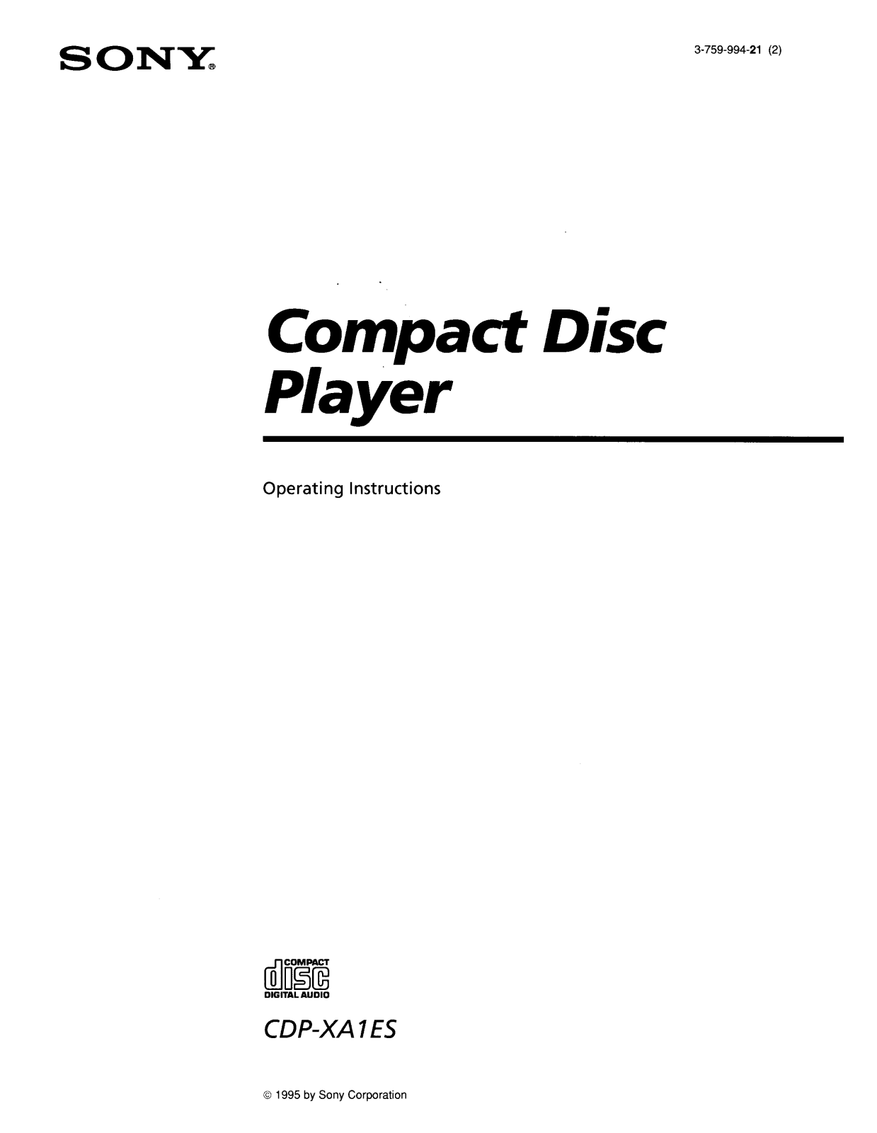 Sony CDP-XA1ES User Manual