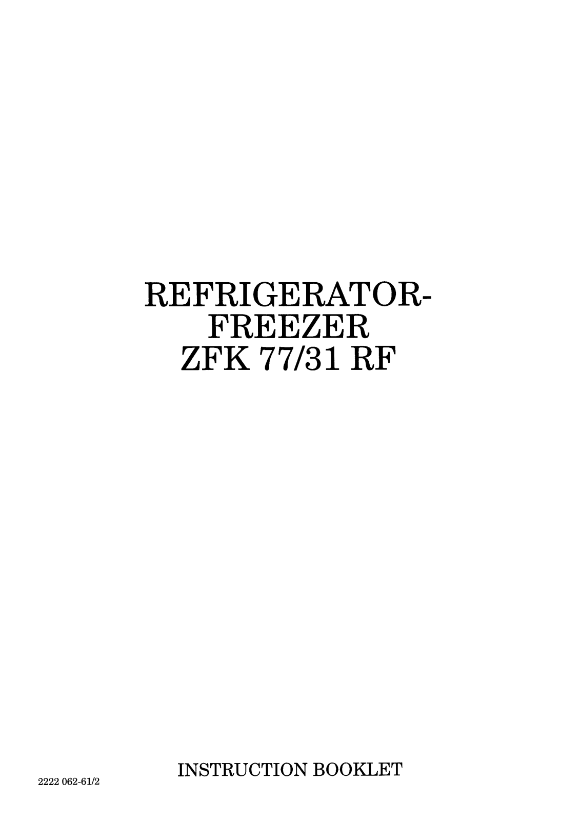 Zanussi ZFK 77 31 RF User Manual