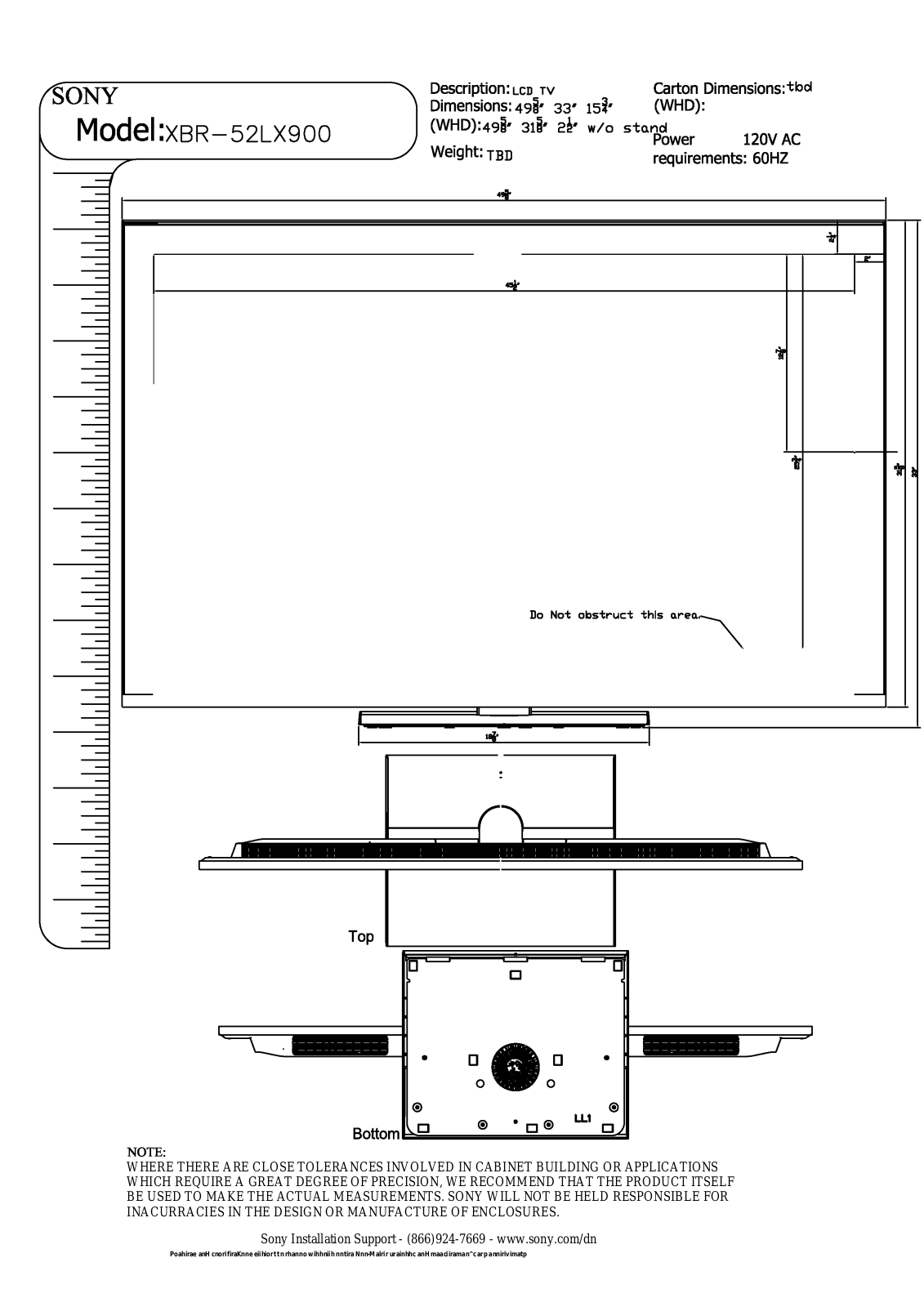 Sony XBR-52LX900 User Manual