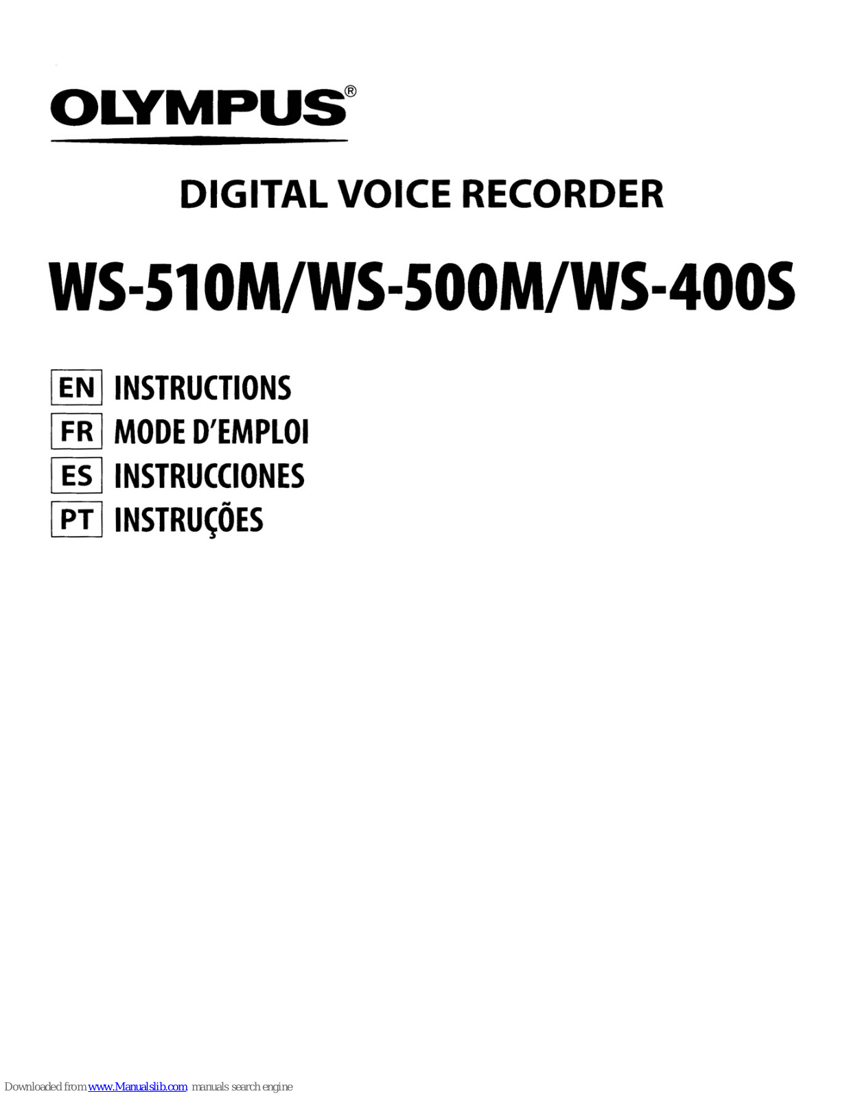 Olympus WS-510M, WS-500M, WS-400S, WS-SOOM Instructions Manual - ManualMachine.com