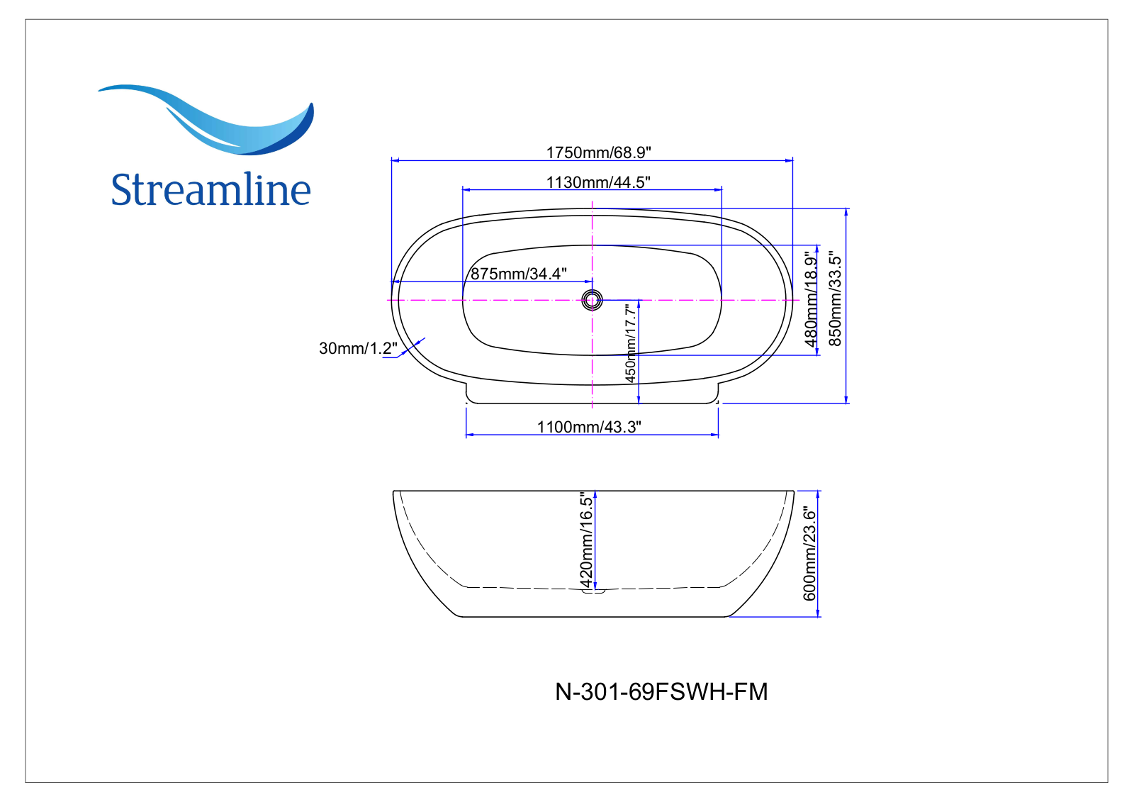 Streamline N30169FSWHFM Specifications