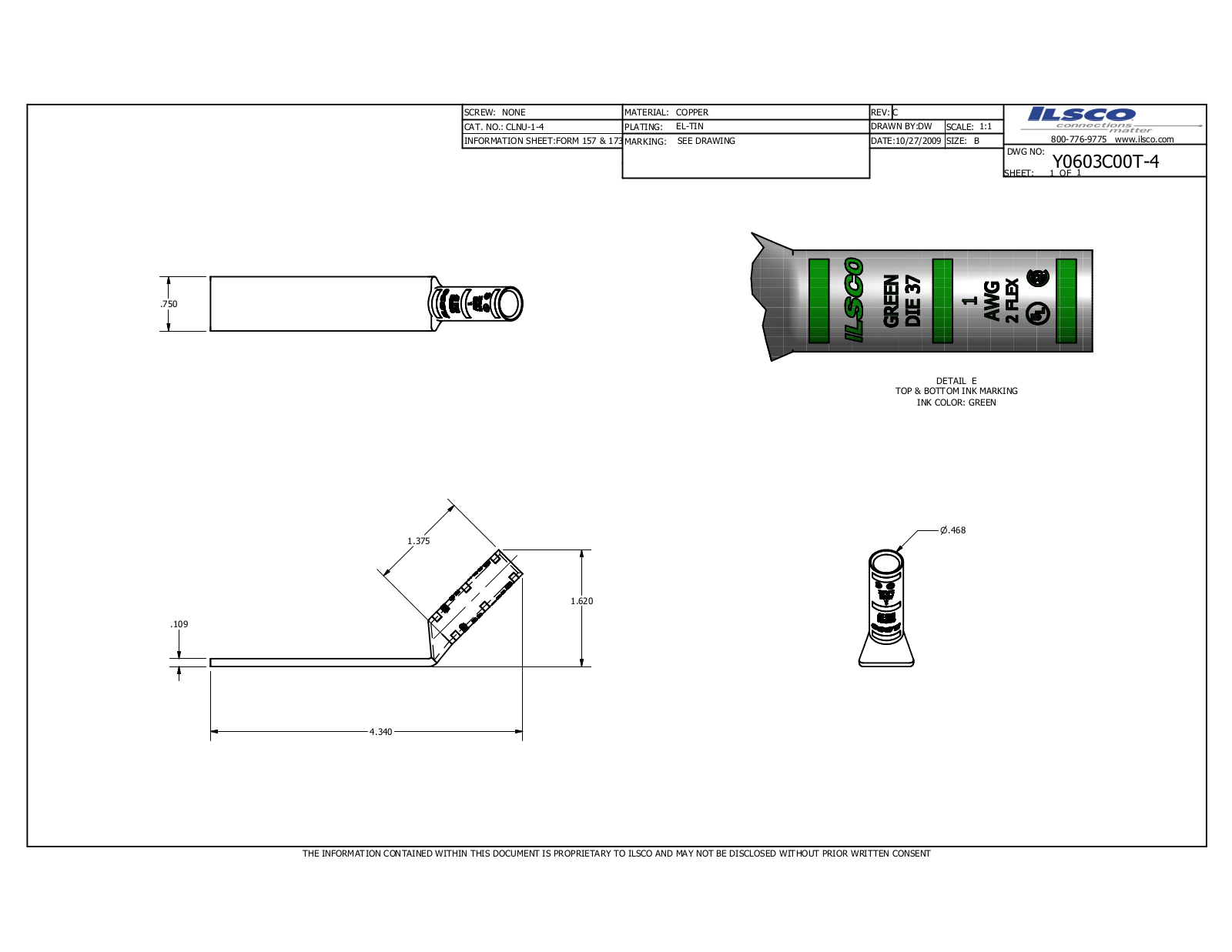 Ilsco CLNU-1-4 Data sheet