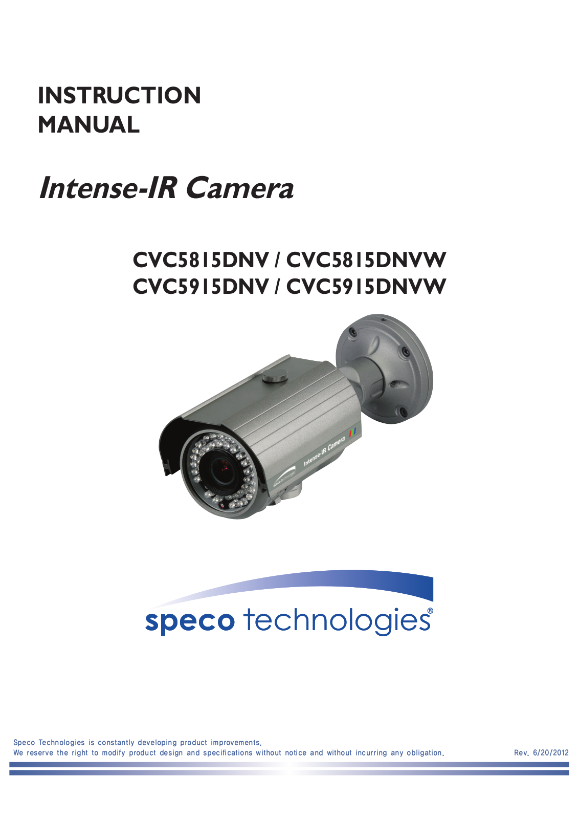 Speco Technologies CVC5815DNV, CVC5915DNVW, CVC5815DNVW, CVC5915DNV User Manual