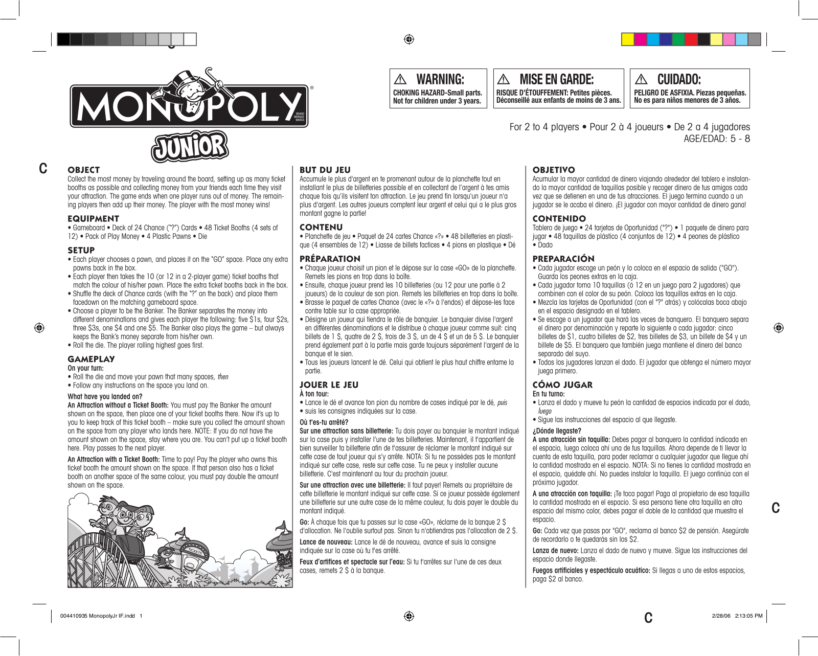 HASBRO Monopoly Jr User Manual