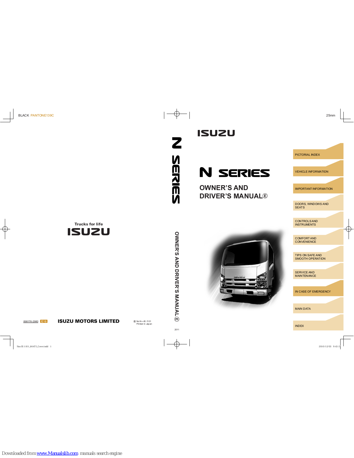 Isuzu N-series 2011 Owner's And Driver's Manual