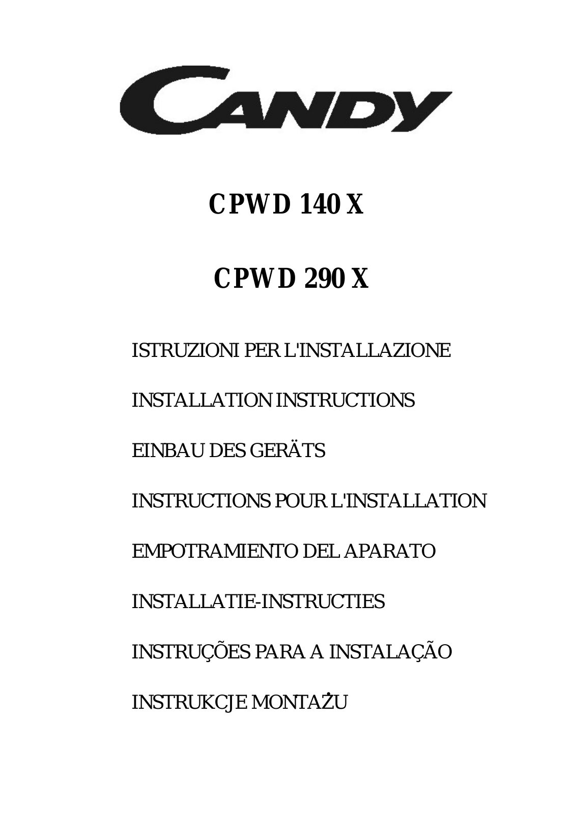 CANDY CPWD 290 User Manual