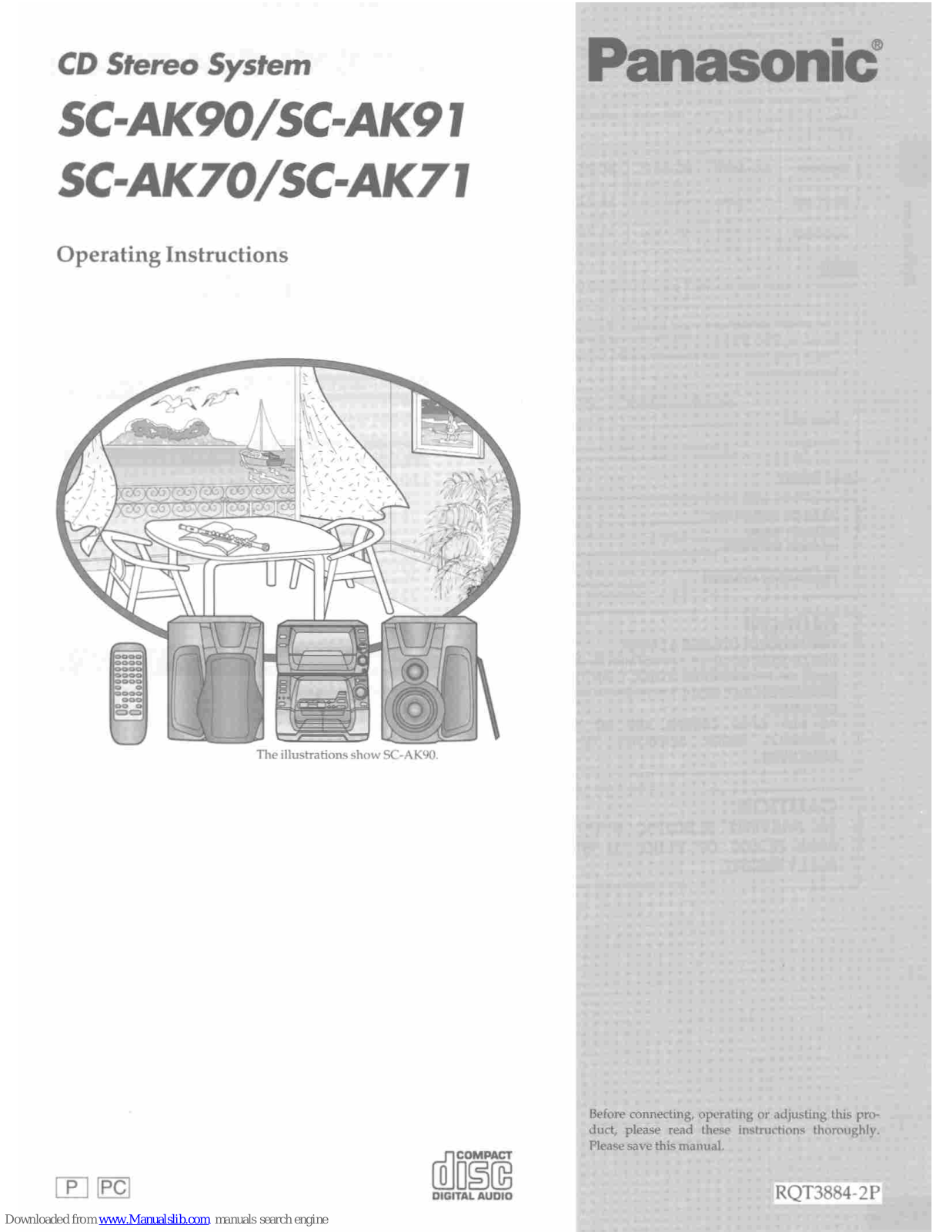 Panasonic SC-AK71, SC-AK91, SAAK71 - MINI HES W/CD-P, SA-AK90, SA-AK91 Operating Instructions Manual