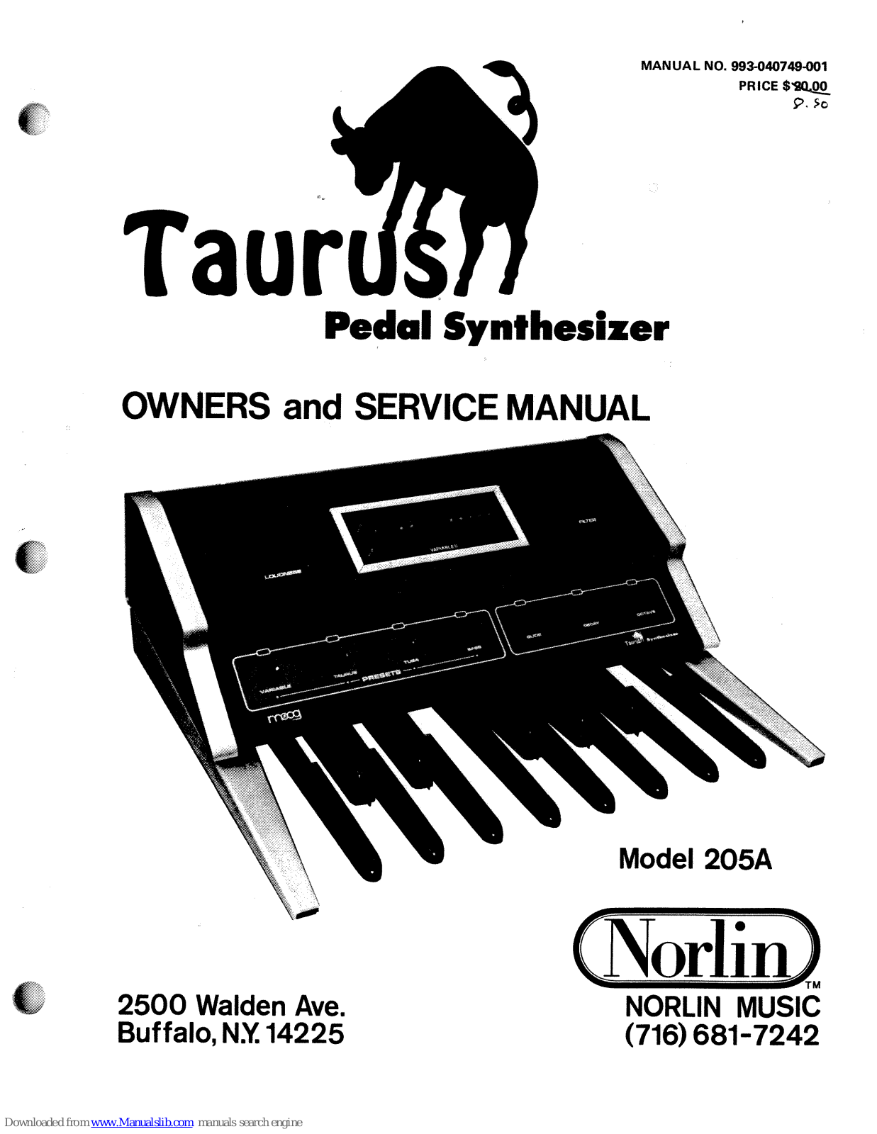 Moog Taurus 205A Owner's And Service Manual