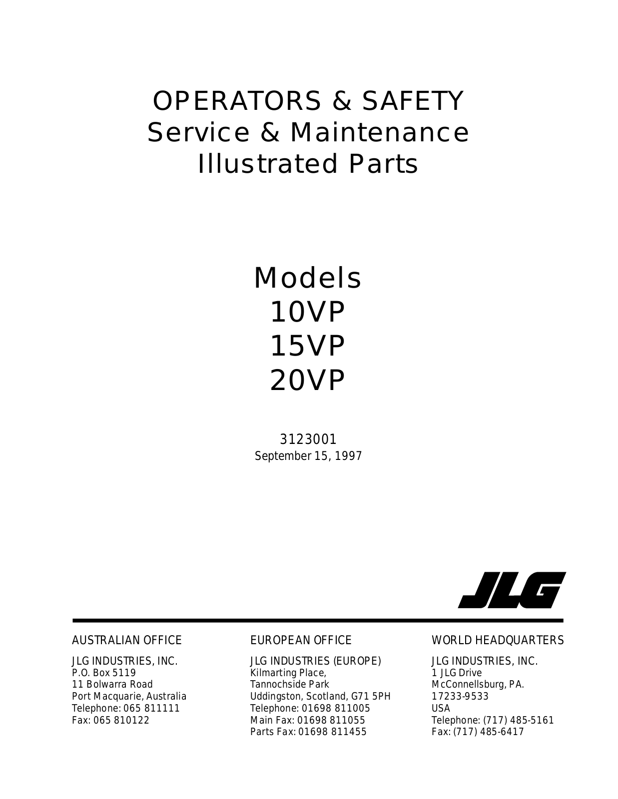 JLG 20VP Operator Manual