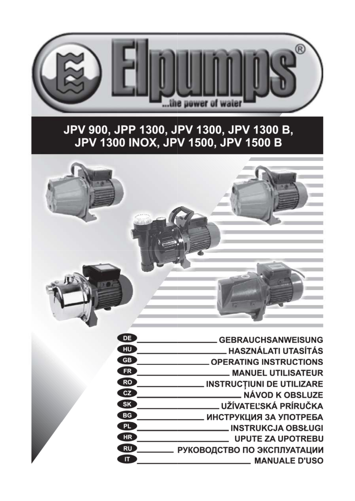 ELPUMPS JPP 1300, JPV 1300, JPV 1300 B, JPV 1500 B User Manual