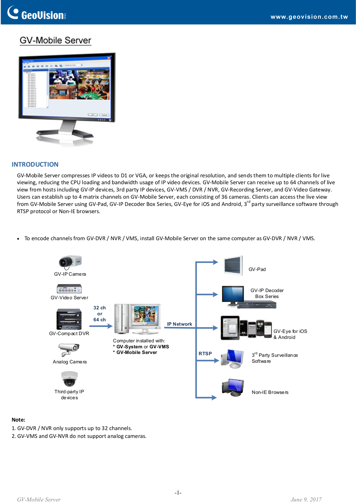 Geovision GV-MobileServer Specsheet