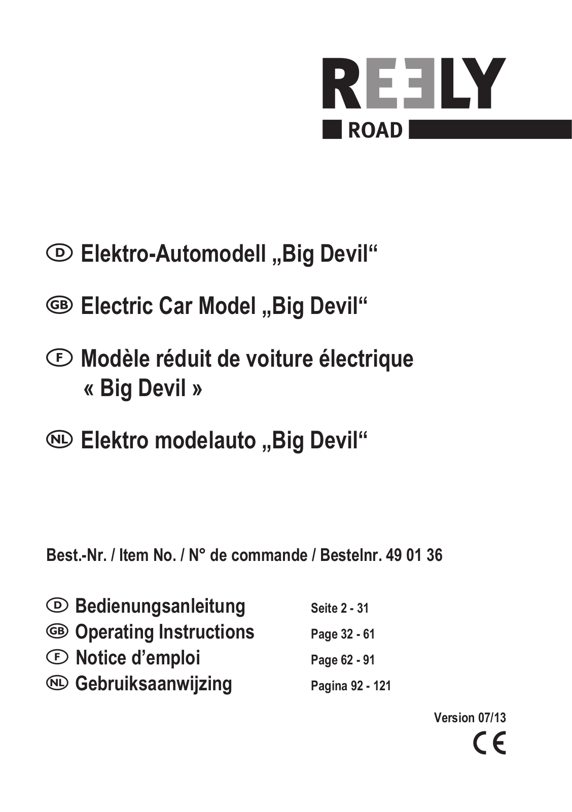 Reely Big Devil User manual