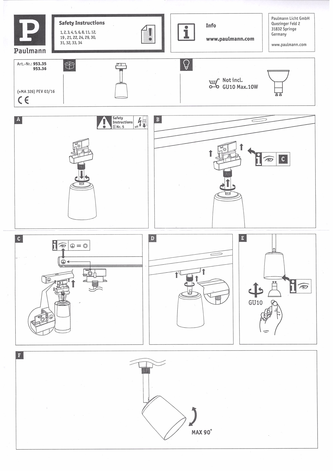Paulmann 953.36 operation manual - ManualMachine.com