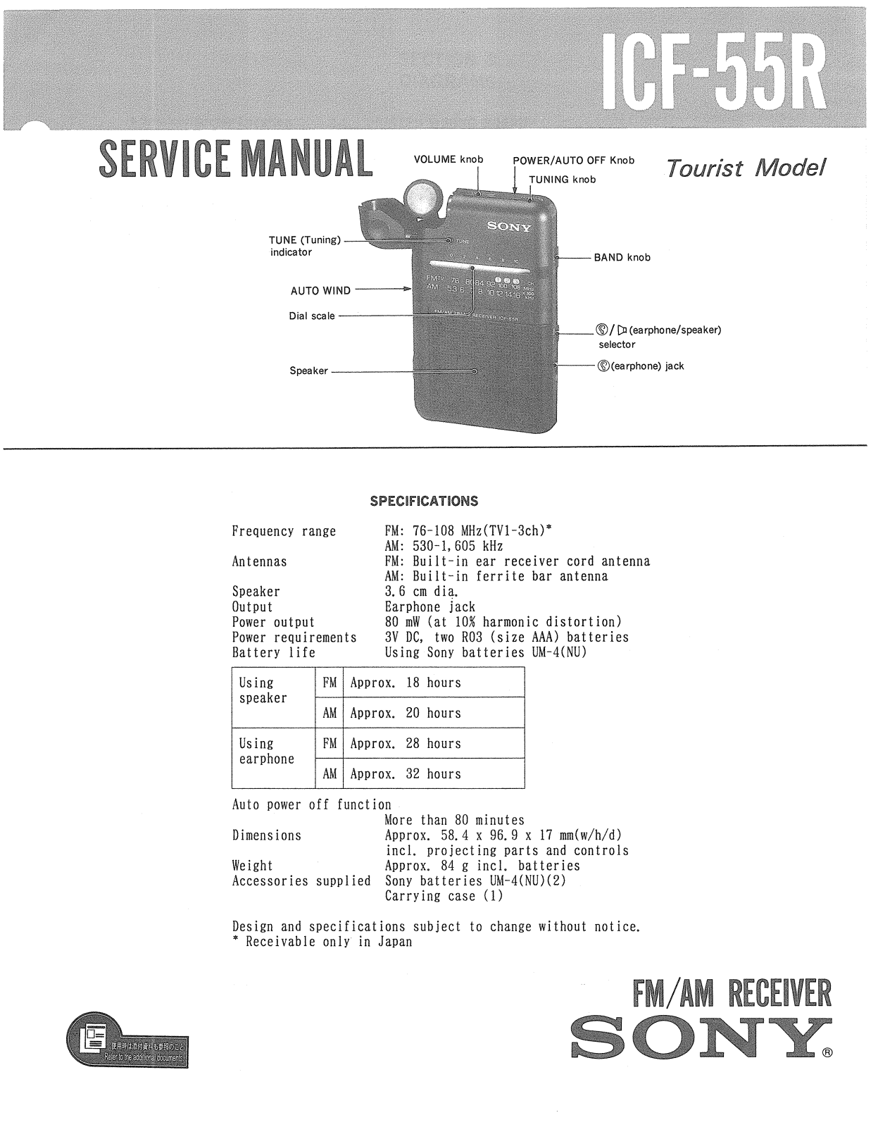 Sony ICF-55-R Service manual