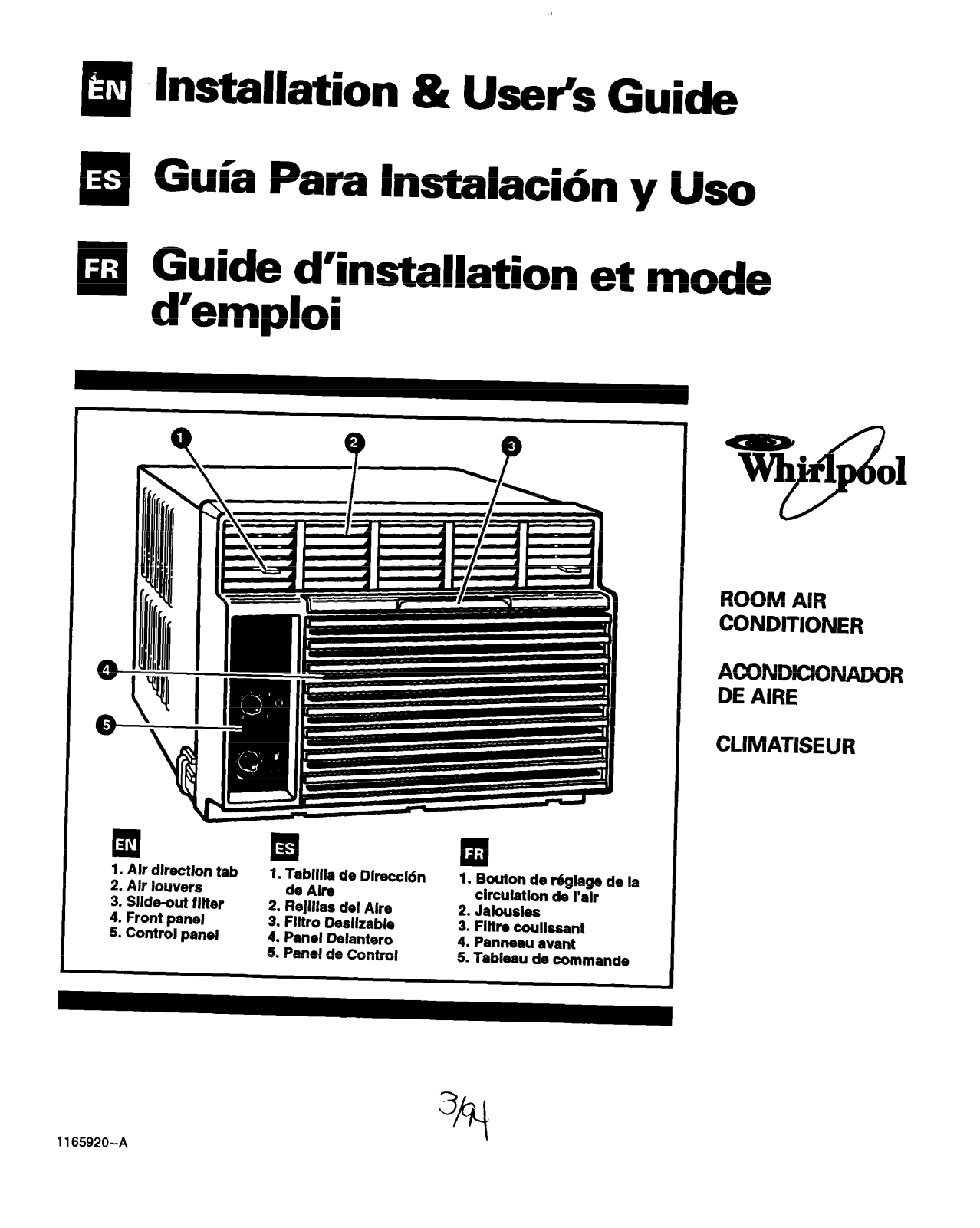 Whirlpool ACM184XA0 User Manual