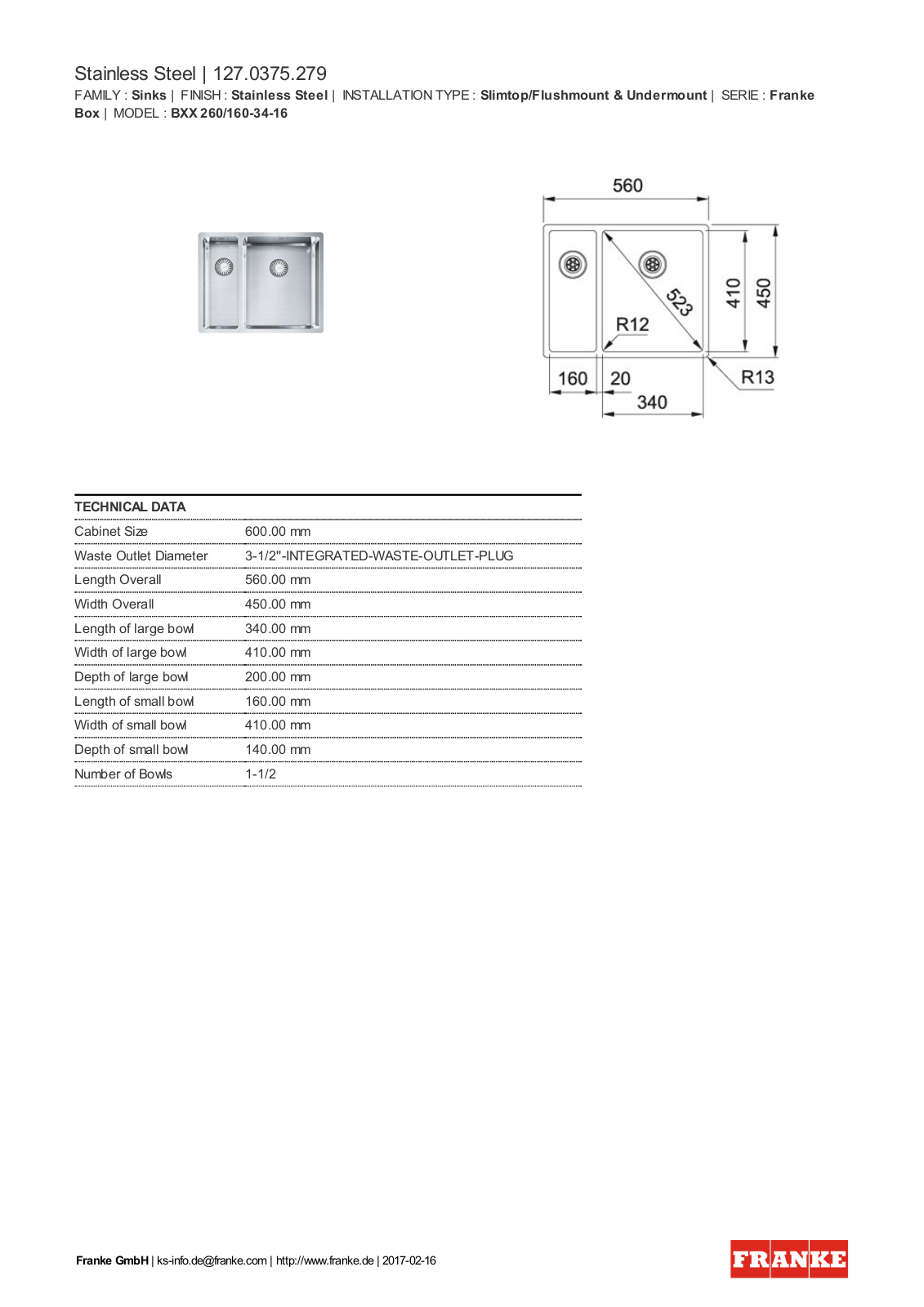 Franke 127.0375.279 Service Manual