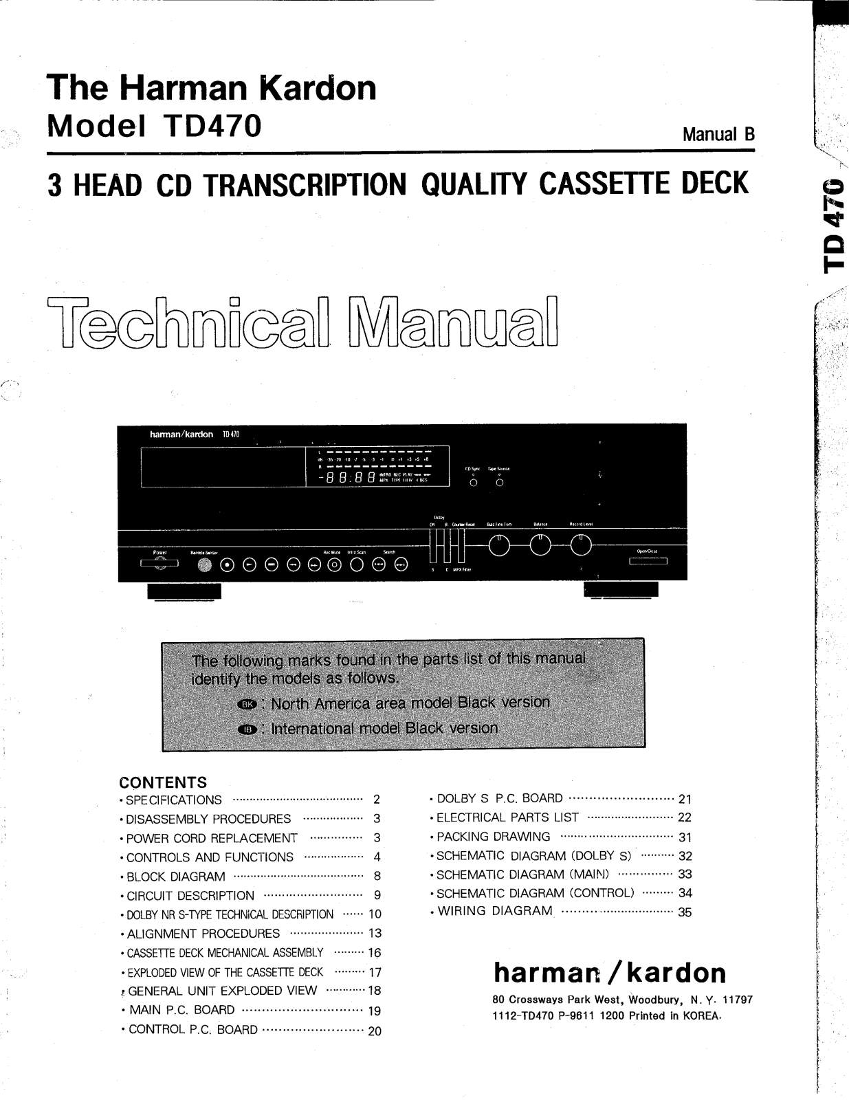 Harman Kardon TD-470 Service manual