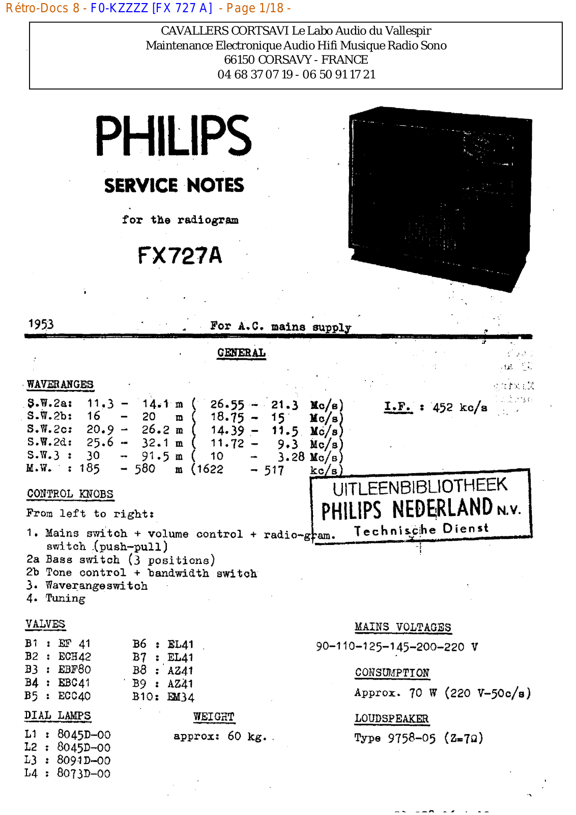 Philips fx 727 a Datasheet - ManualMachine.com