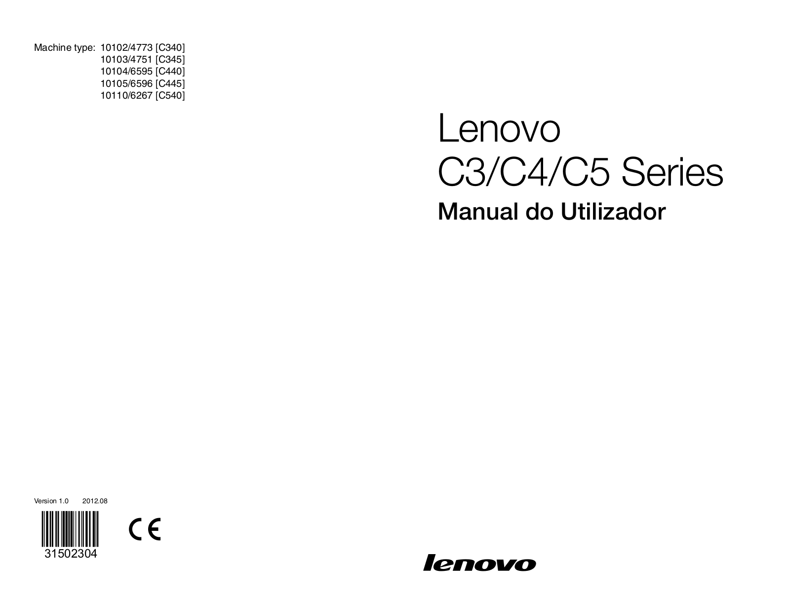 Lenovo 10102-4773 [C340], C340, 10103-4751 [C345], C345, 10104-6595 [C440] User Manual