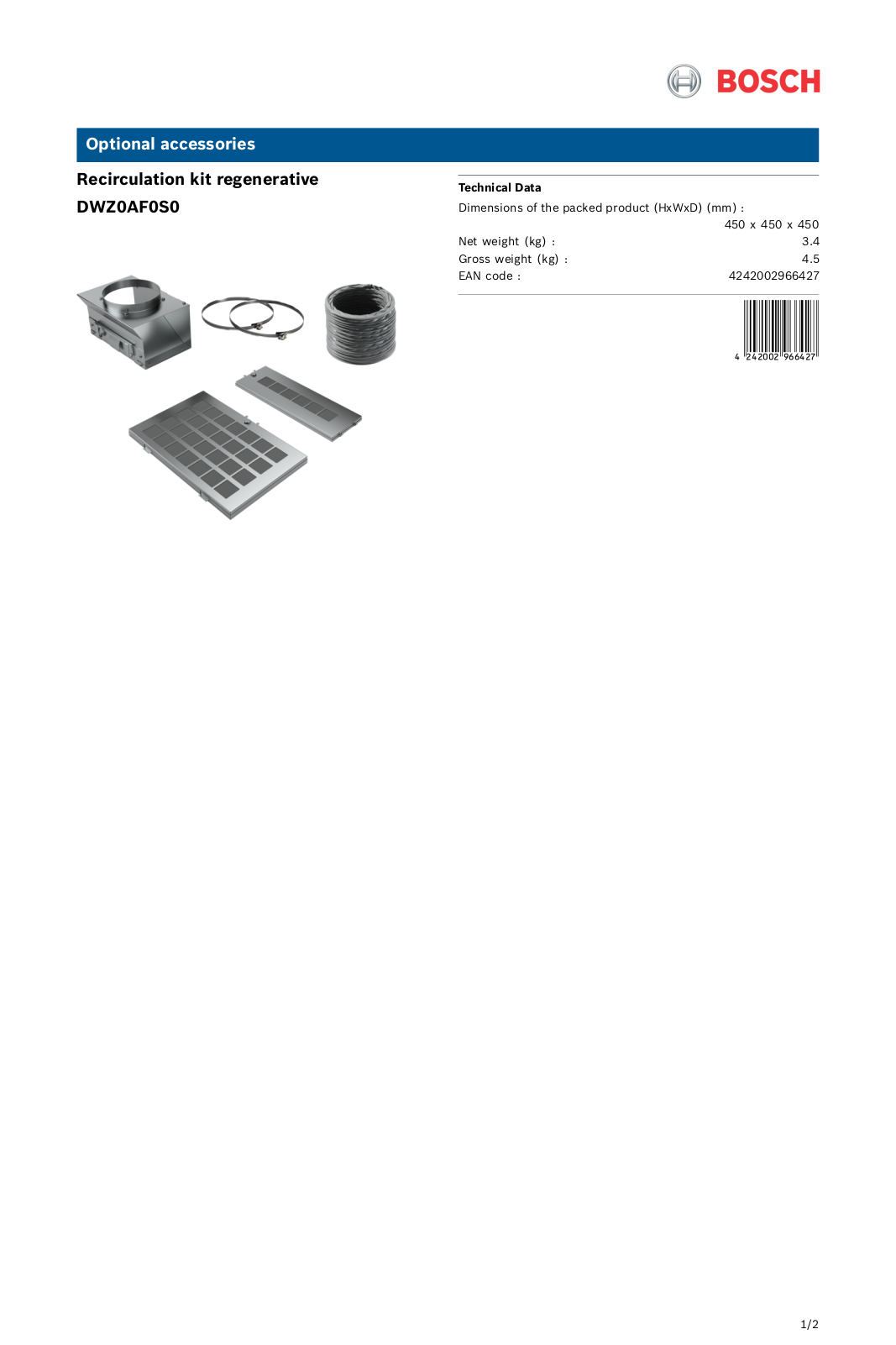 Bosch DWZ0AF0S0 User Manual