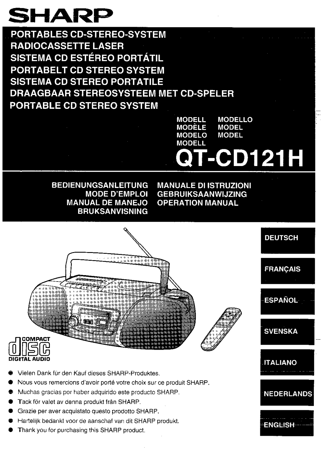 Sharp QT-CD121H User Manual