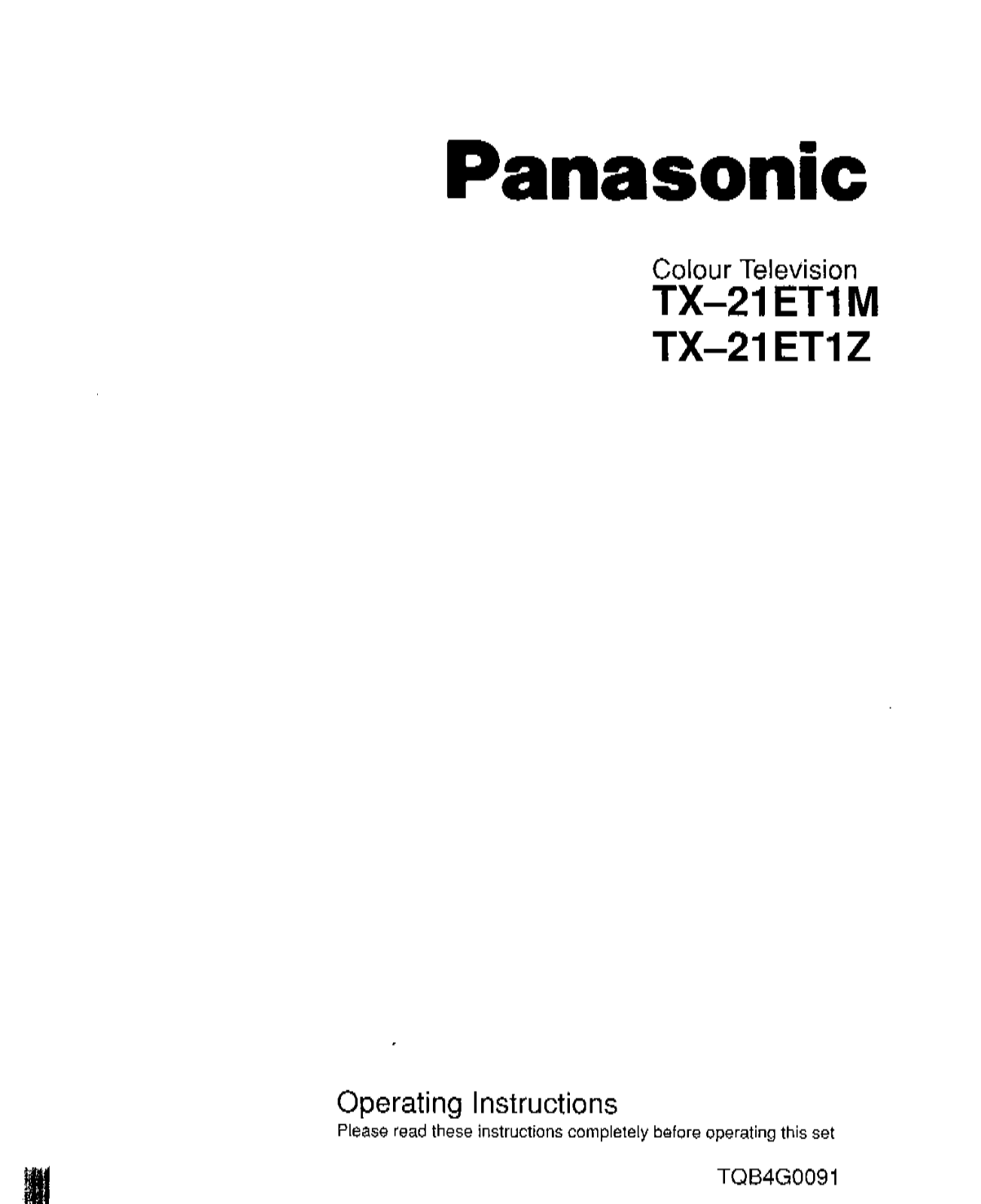 Panasonic TX-21ET1M, TX-21ET1Z User Manual