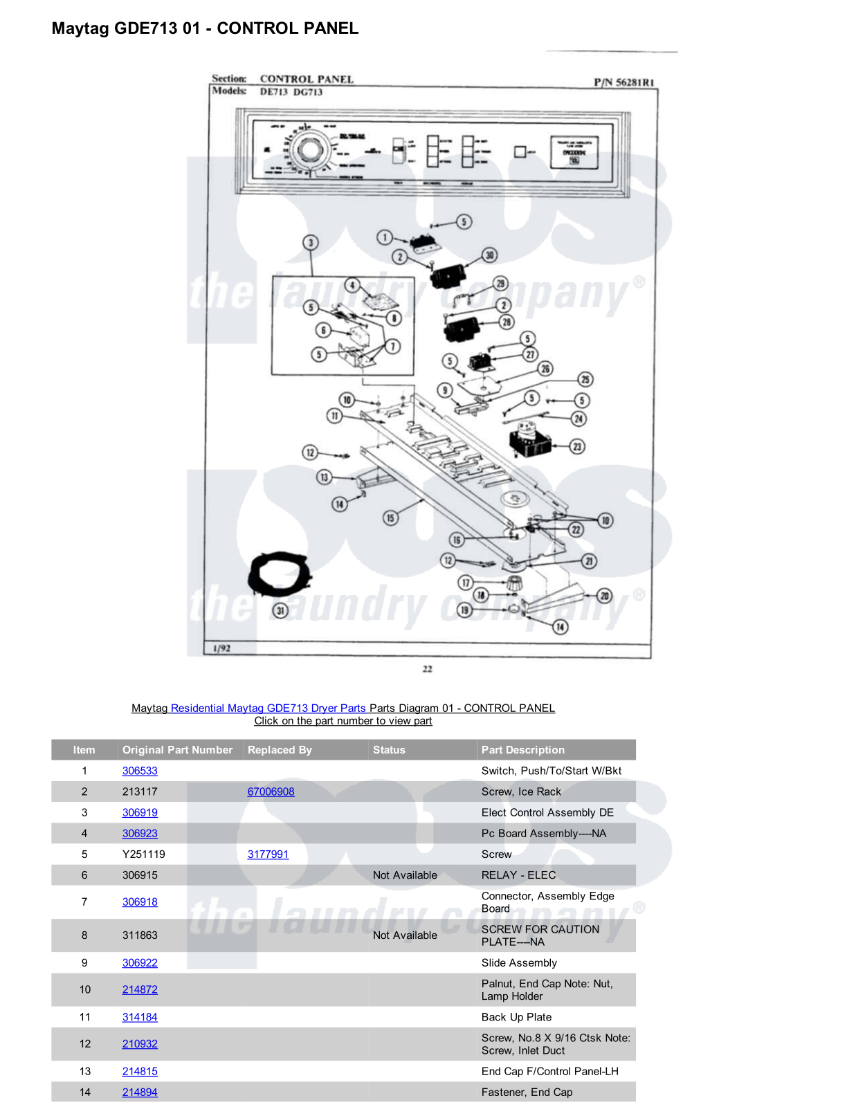 Maytag GDE713 Parts Diagram