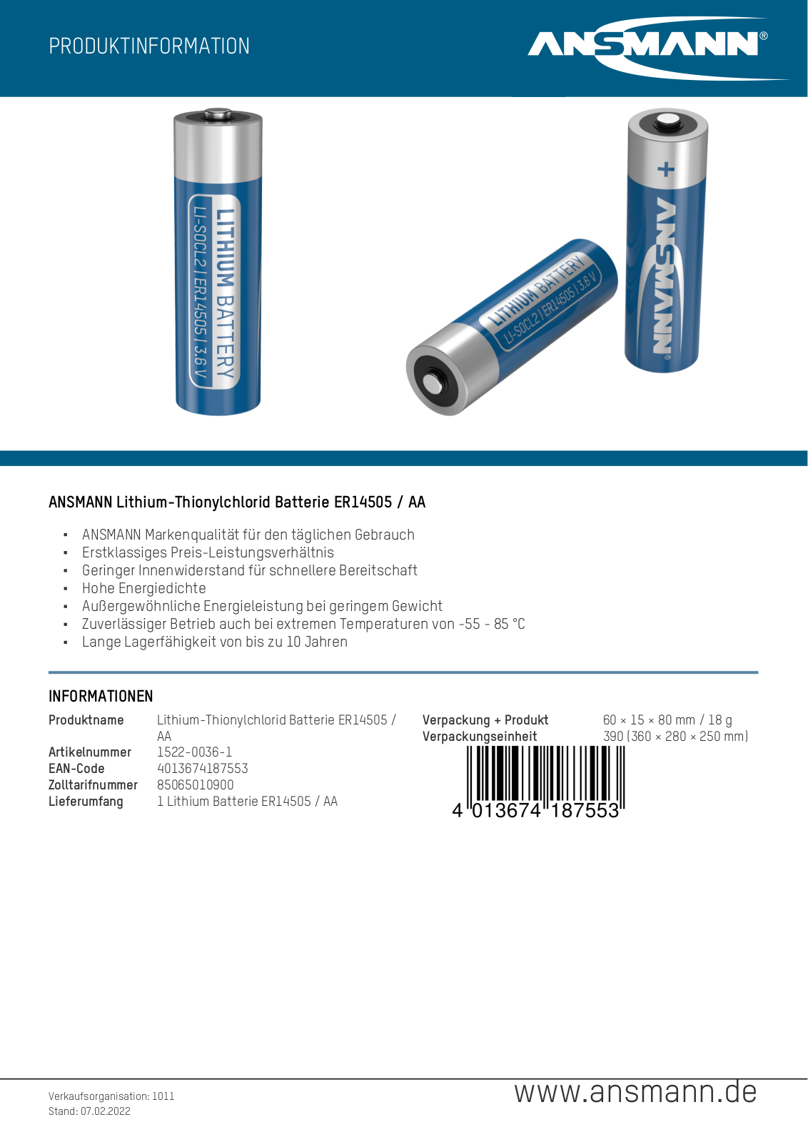 ANSMANN ANS 1522-0036-1 Datasheet - ManualMachine.com