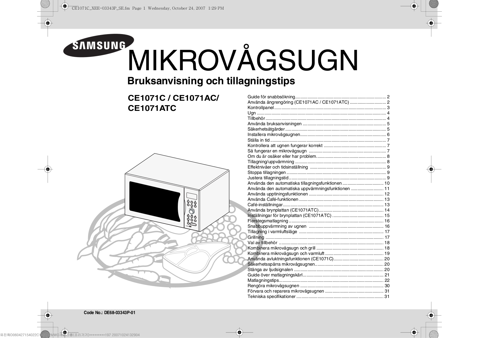 Samsung CE1071C, CE1071AC, CE1071ATC User Manual