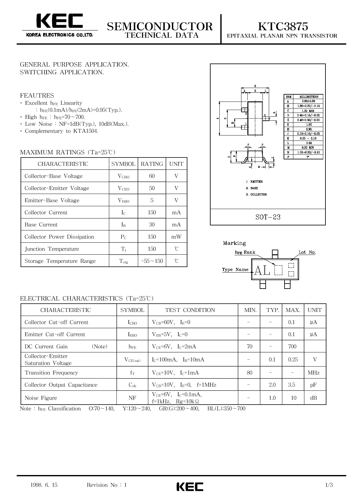 KEC KTC3875 Datasheet