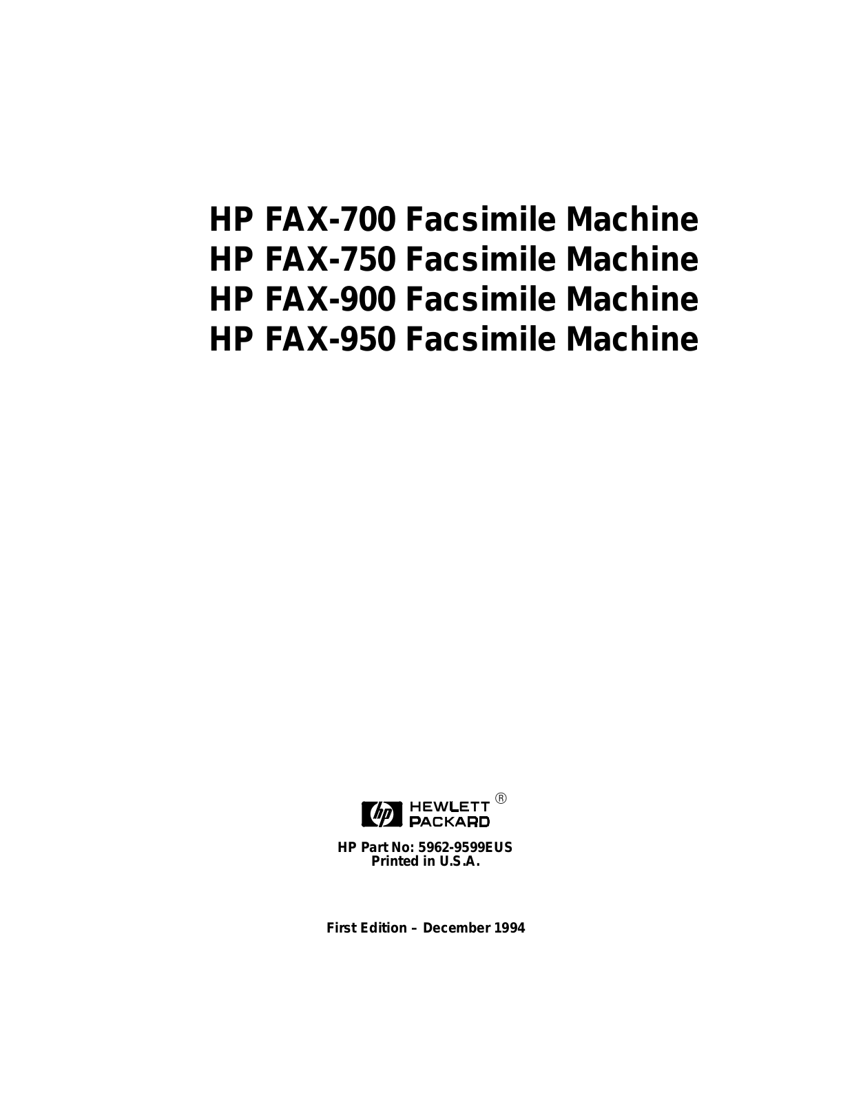 HP FAX-900, FAX-950, FAX-750 User Manual