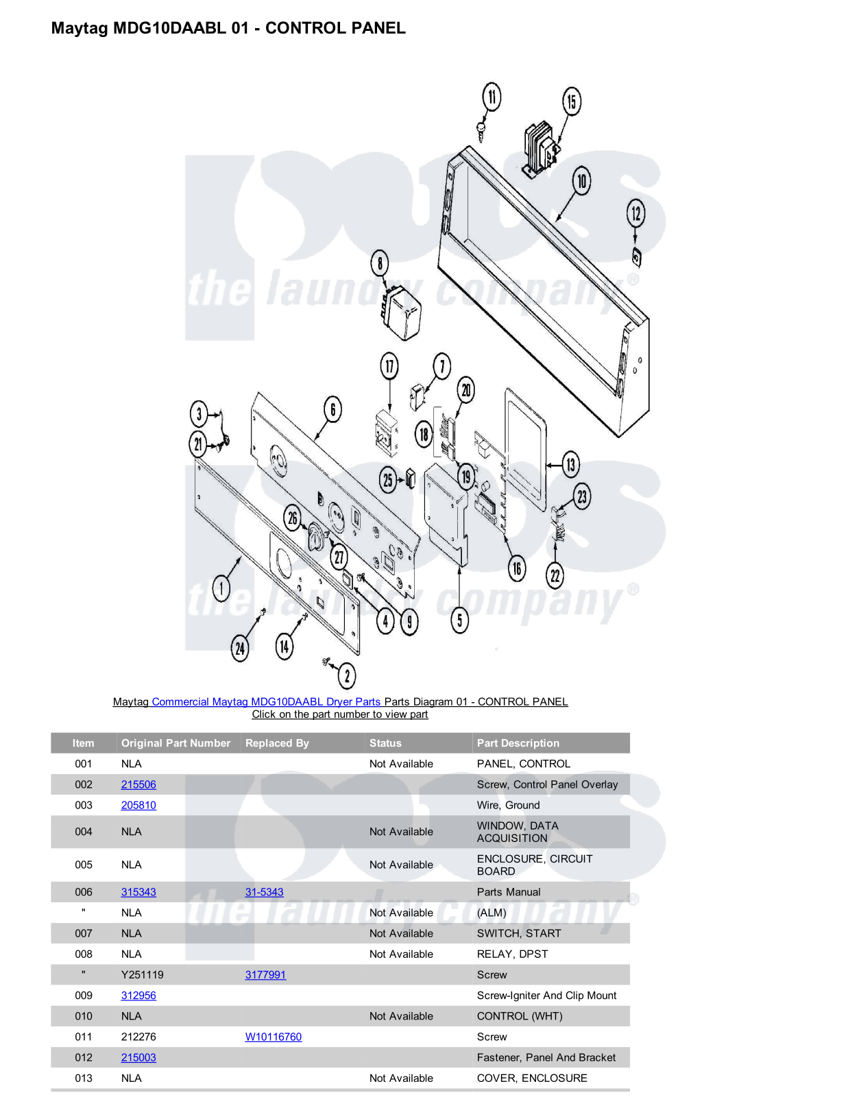 Maytag MDG10DAABL Parts Diagram