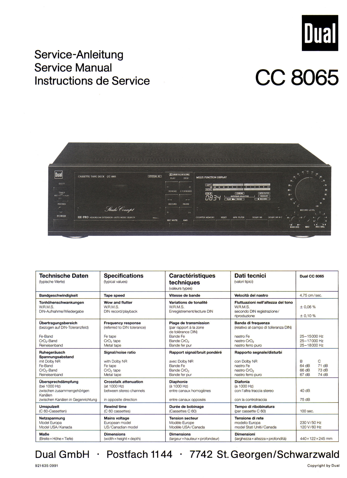 Dual CC-8065 Service Manual