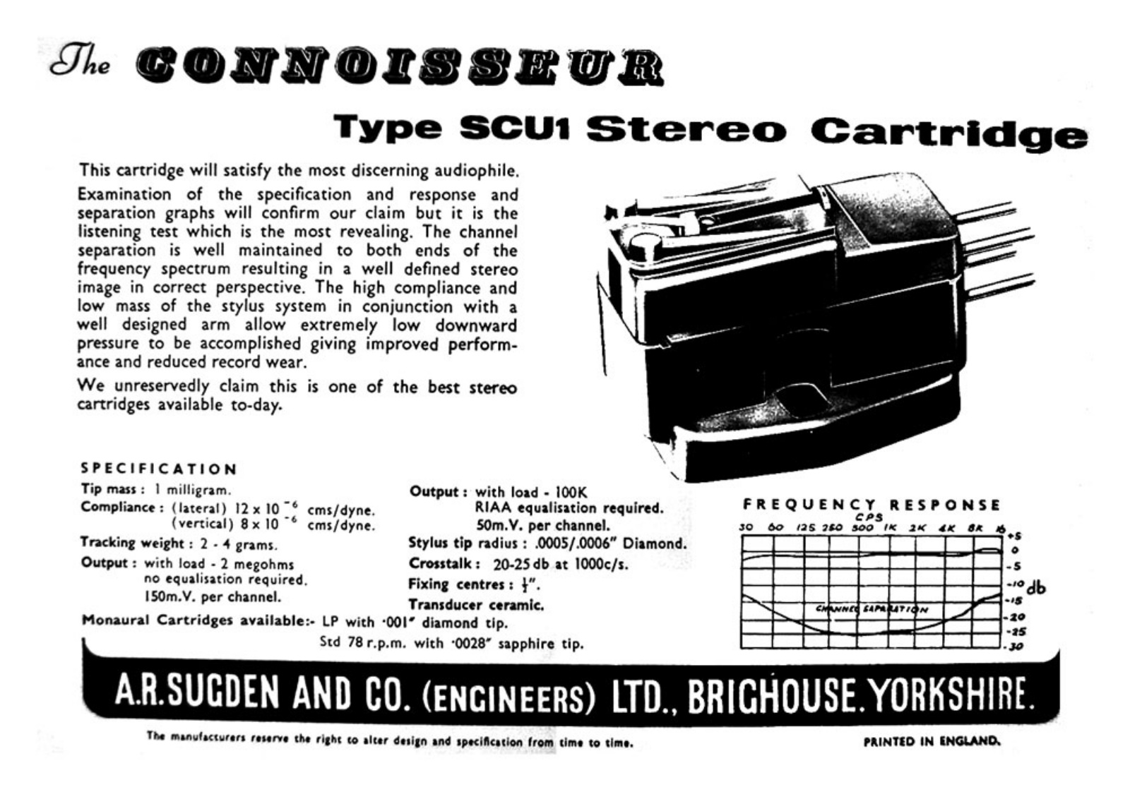 Connoisseur SCU-1 Brochure