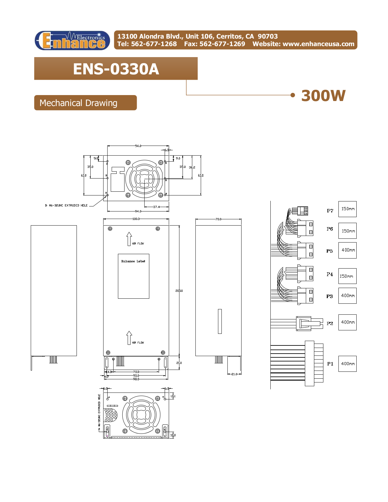 Enhance ENS-0330A MECHANICAL DRAWING