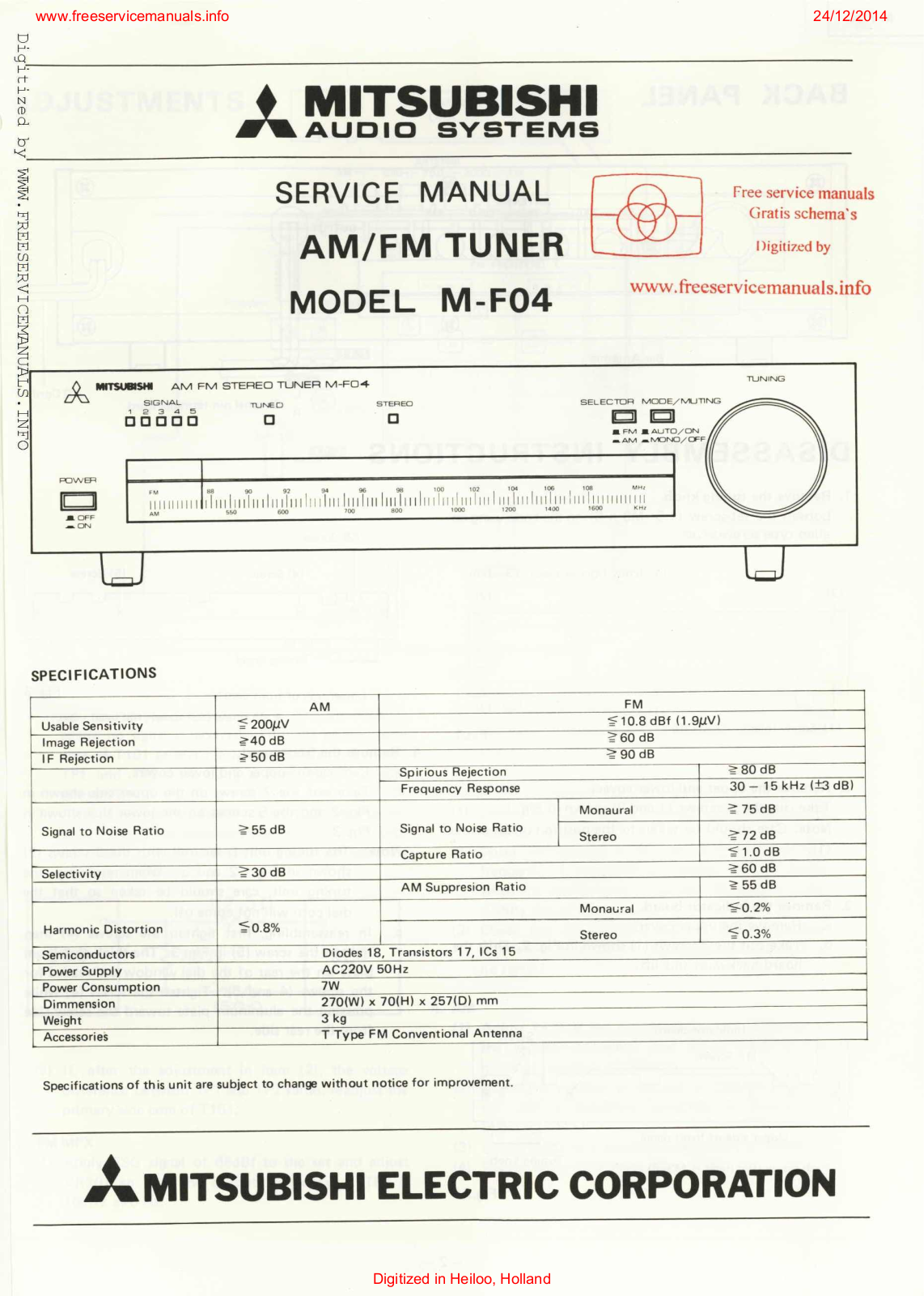 Mitsubishi Electronics M-F04 Service Manual