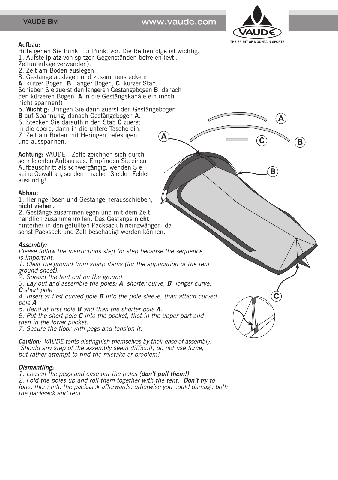 Vaude Bivi 1P User Manual