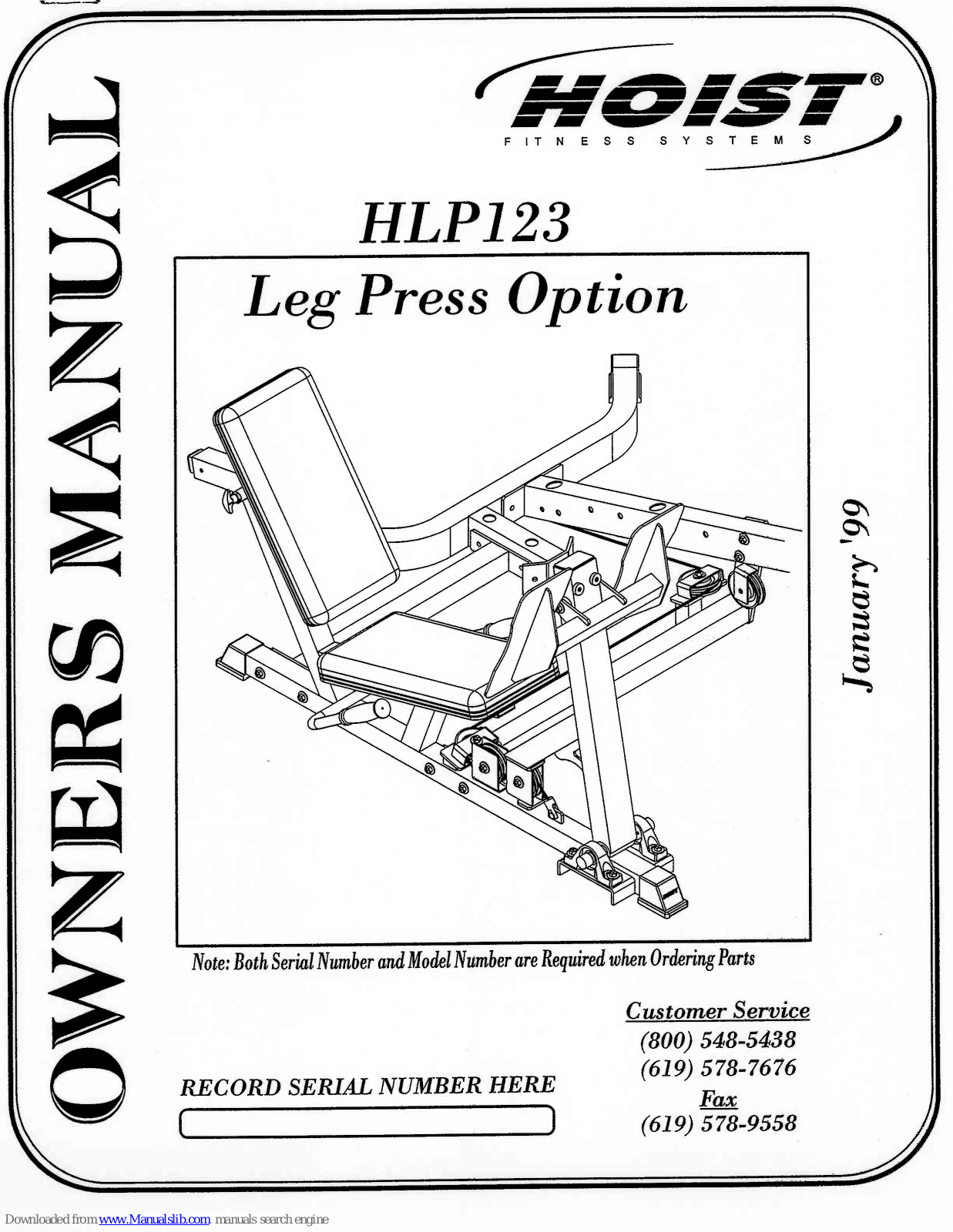 Hoist Fitness HLP123 Owner's Manual